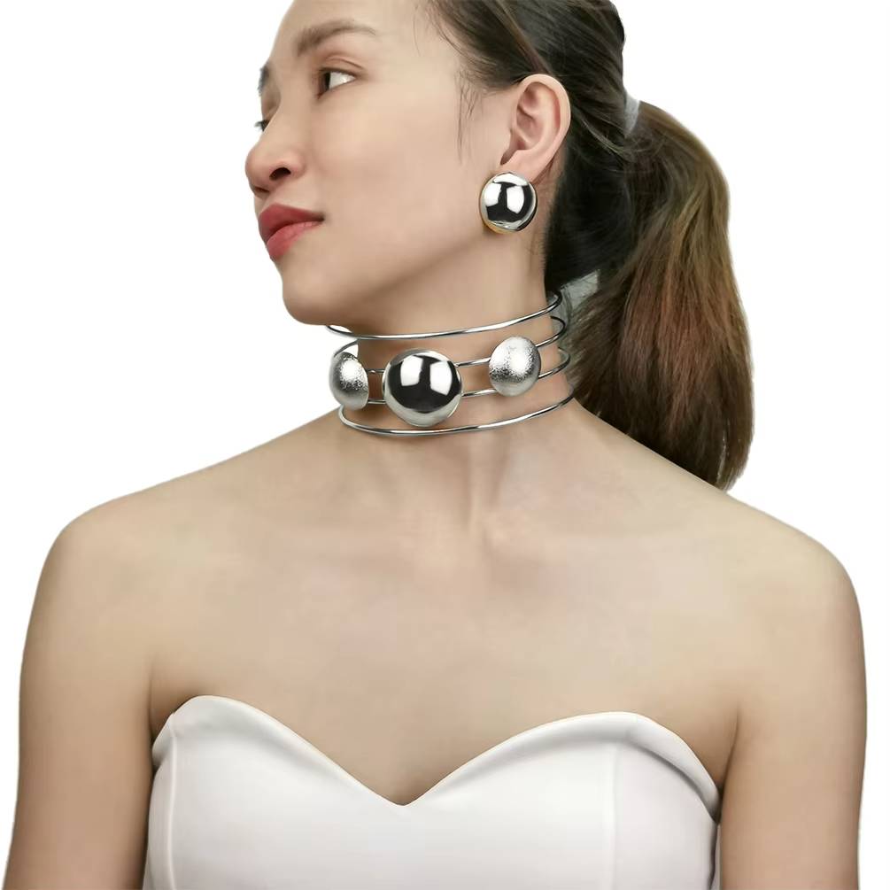 Statement Metal Torques Choker Necklaces Jewelry Set For Women