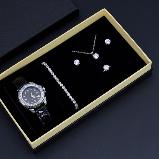 Stylish 5-Piece Women's Watch with Jewelry Set & Box