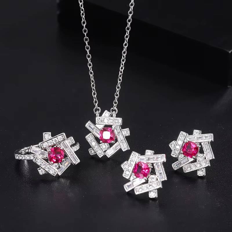 Summer Ruby Stone Jewelry Set for Women