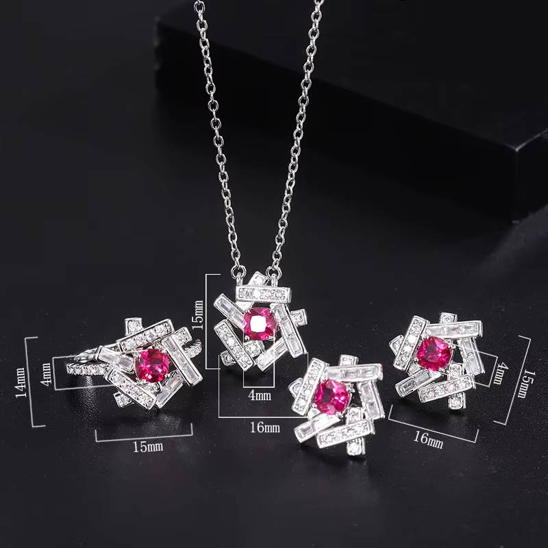 Summer Ruby Stone Jewelry Set for Women (3)