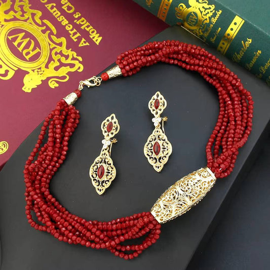 Sunspicems Charm Morocco Beads Choker Necklace & Drop Earring Set