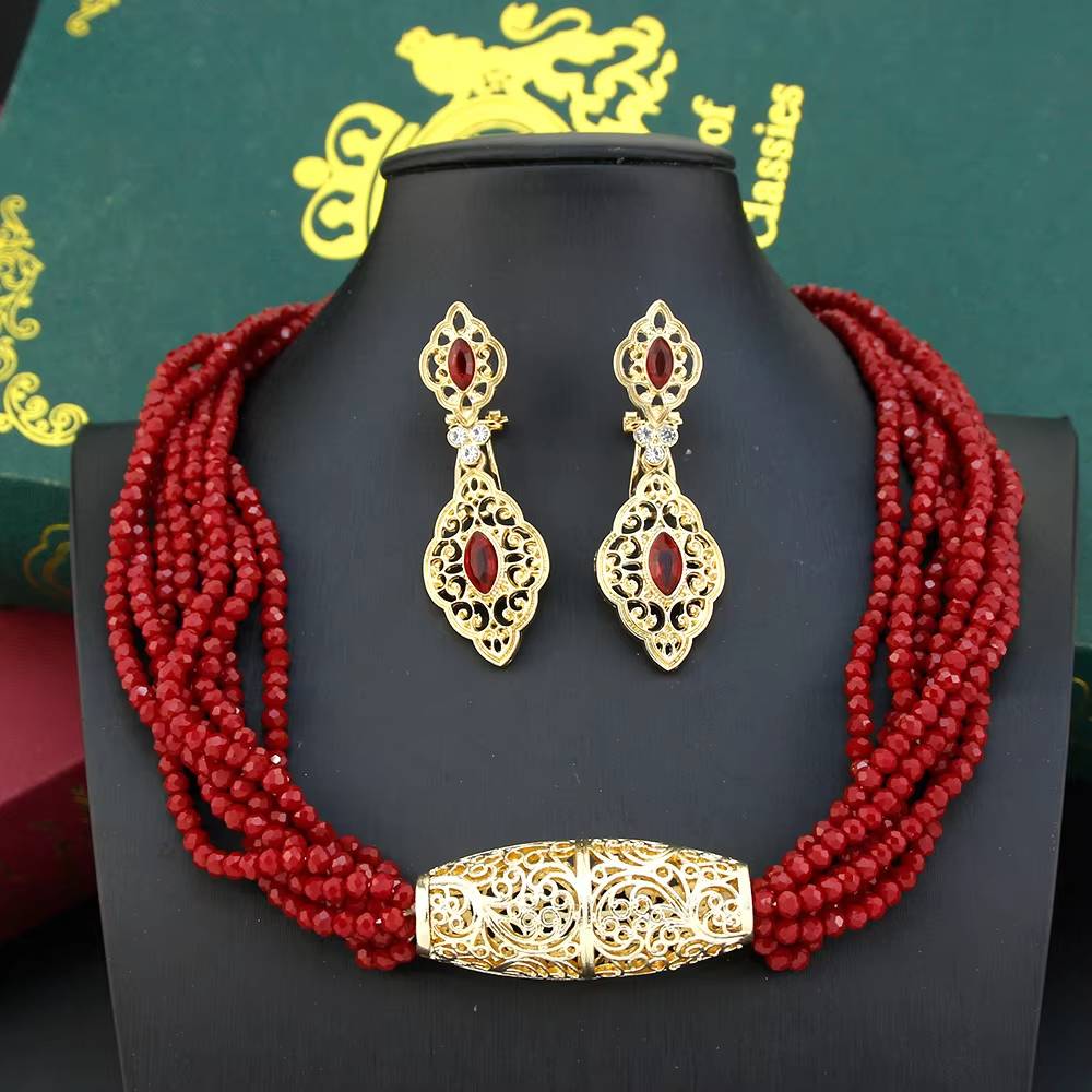 Sunspicems Charm Morocco Beads Choker Necklace & Drop Earring Set (8)