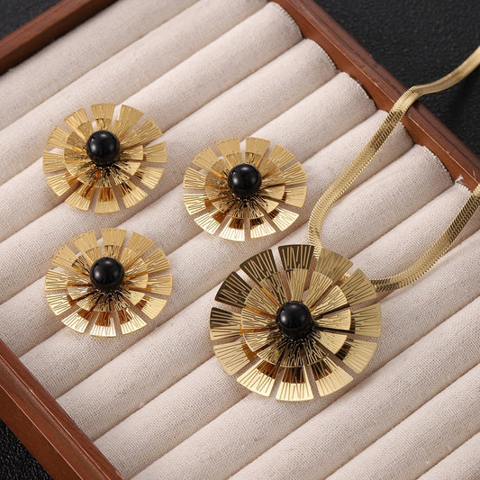 Titanium Steel & 18K Gold Earrings and Jewelry Ensemble (5)