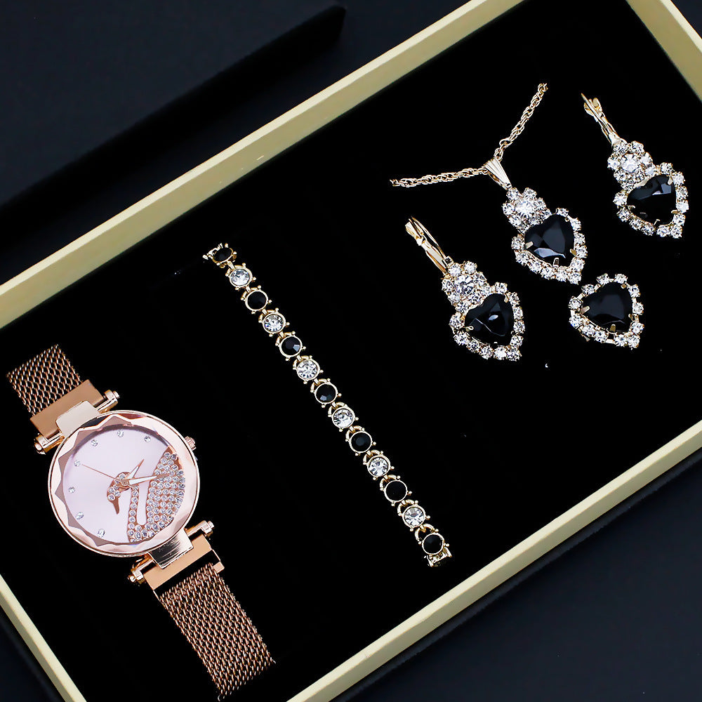 Women's Fashion Watch Set with Bracelet and Accessories in Gift Box