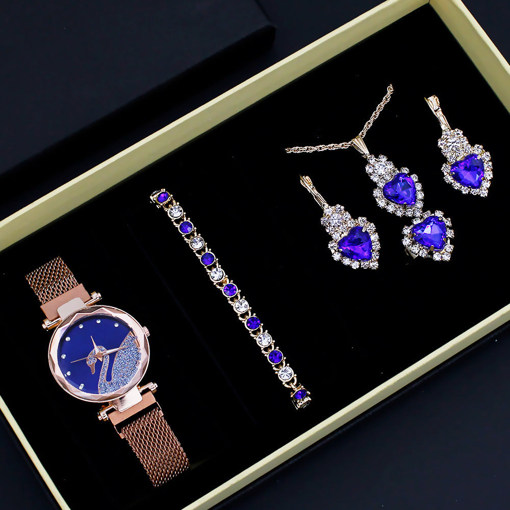 Women's Fashion Watch Set with Bracelet and Accessories in Gift Box (2)