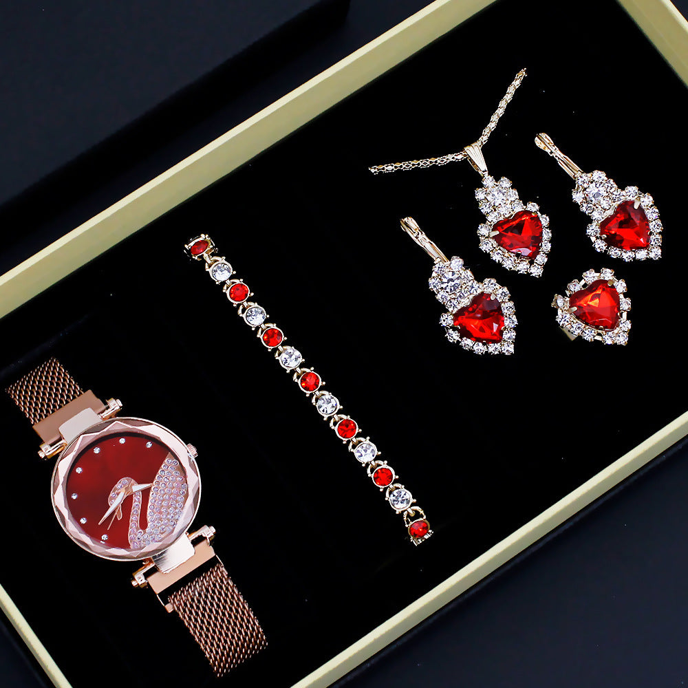 Women's Fashion Watch Set with Bracelet and Accessories in Gift Box (3)