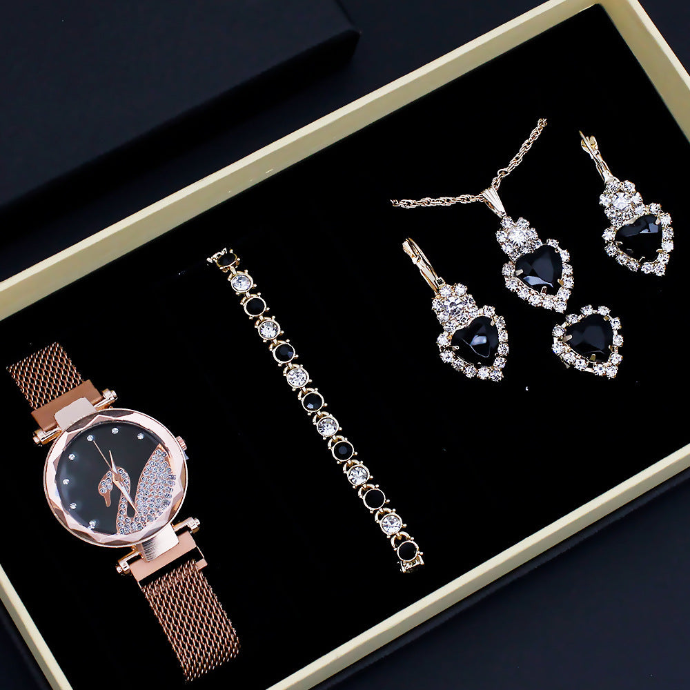 Women's Fashion Watch Set with Bracelet and Accessories in Gift Box (4)