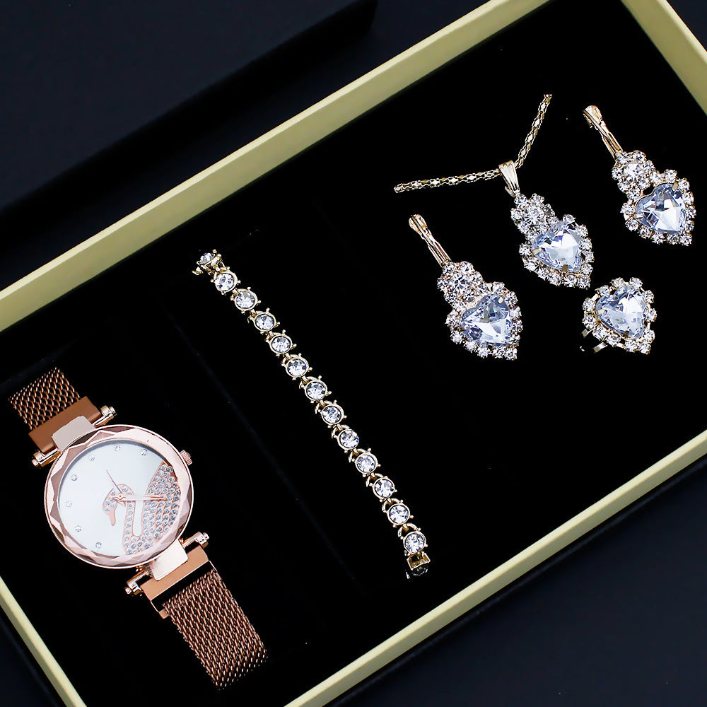 Women's Fashion Watch Set with Bracelet and Accessories in Gift Box (5)