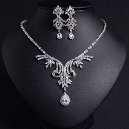 Women's Purple Cubic Zirconia Water Drop Bridal Jewelry Set (5)