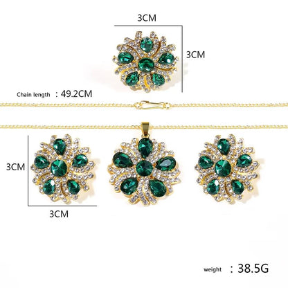 Zircon Bride Jewelry Set - Luxury Flower Choker Necklace & Earrings (2)