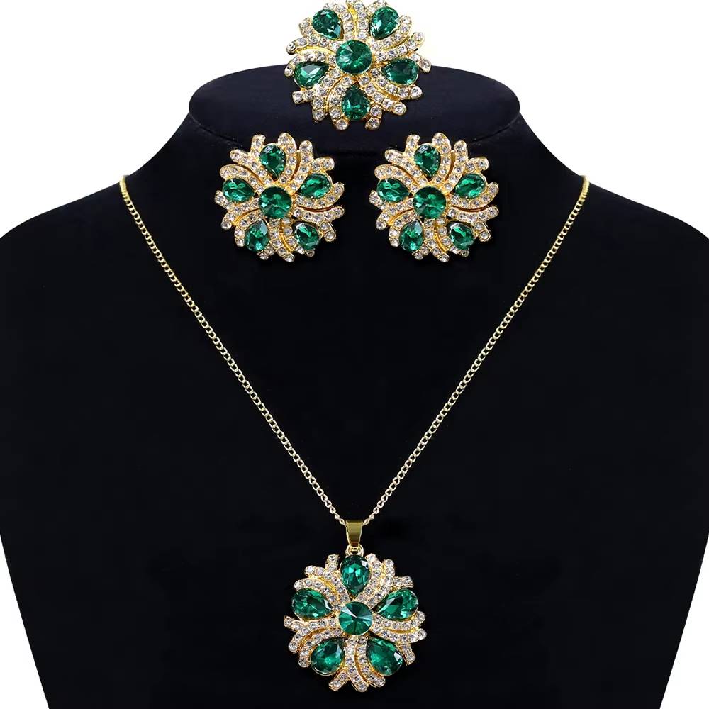 Zircon Bride Jewelry Set - Luxury Flower Choker Necklace & Earrings (5)