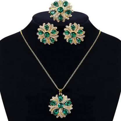 Zircon Bride Jewelry Set - Luxury Flower Choker Necklace & Earrings (5)