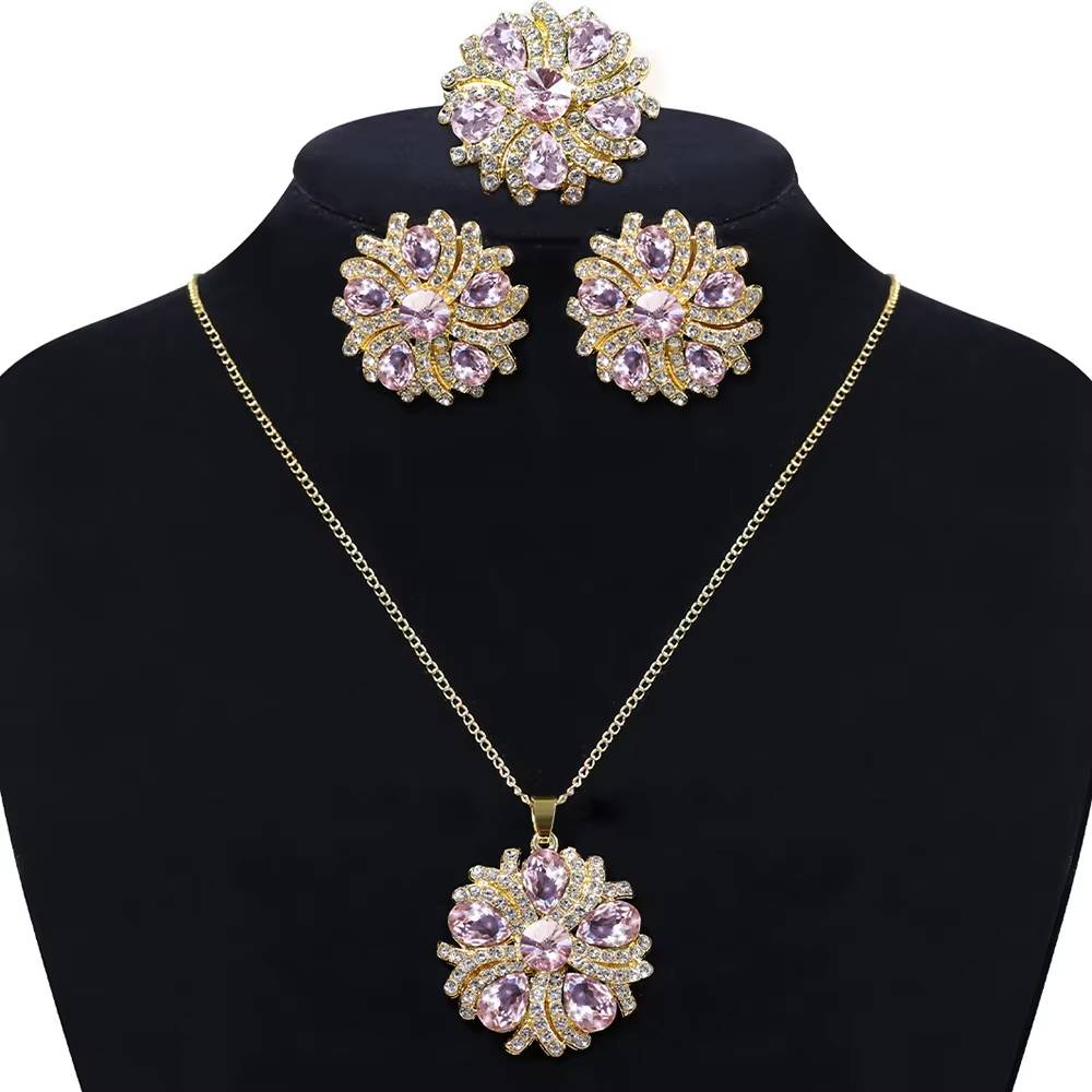 Zircon Bride Jewelry Set - Luxury Flower Choker Necklace & Earrings (6)