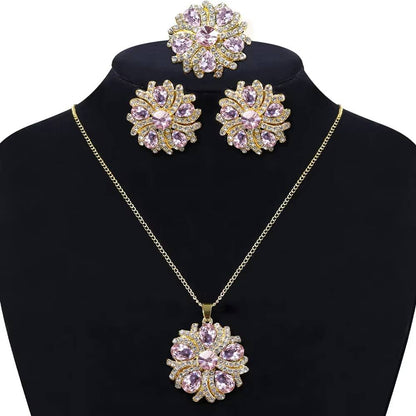 Zircon Bride Jewelry Set - Luxury Flower Choker Necklace & Earrings (6)